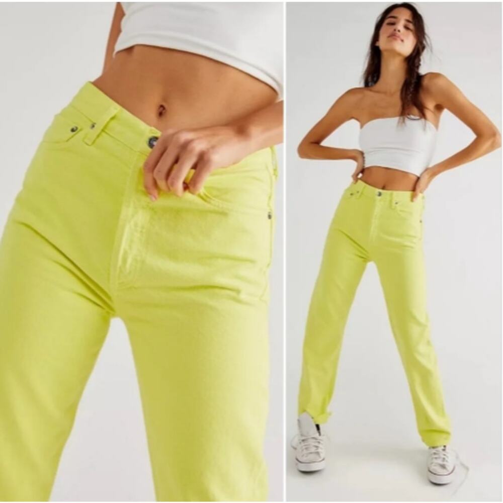 AGOLDE '90s Pinch-Waist High Rise Straight Jeans Size 28 $178 Limoncello - Picture 2 of 10